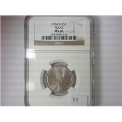 2004-D TEXAS QUARTER NGC MS66