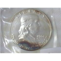 1961 FRANKLIN HALF DOLLAR PROOF TONING SPOT
