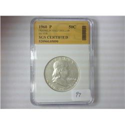 1960 SGS CERTIFIED FRANKLIN HALF DOLLAR