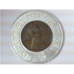 IN CASED LINCOLN CENT IRWIN A. HOLCOMB
