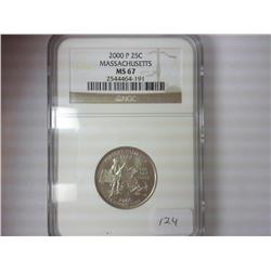2000-P MASSACHUSETTS QUARTER NGC MS67