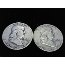 2-1953-D FRANKLIN HALF DOLLARS