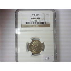 1978-D JEFFERSON NICKEL NGC MS64 5FS