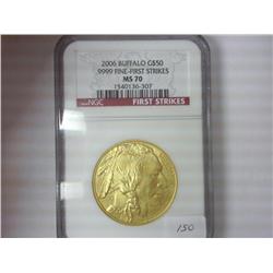 2006 $50 GOLD BUFFALO NGC MS70 1ST STRIKE