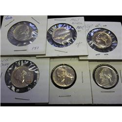 1960, 61, 62, 63, 64 & 68-S JEFFERSON NICKELS PF