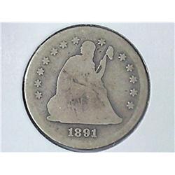 1891-S SEATED LIBERTY QUARTER