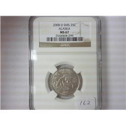 2008-D SMS ALASKA QUARTER NGC MS67