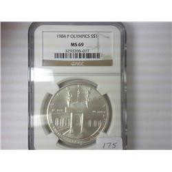 1984-P OLYMPICS SILVER DOLLAR NGC MS69