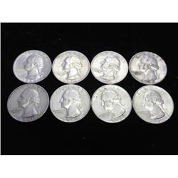 8 ASSORTED 1960'S WASHINGTON SILVER QUARTERS