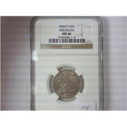 2004-P MICHIGAN QUARTER NGC MS66