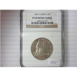 1986-S LIBERTY HALF DOLLAR NGC PF69 ULTRA CAMEO