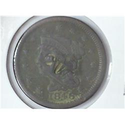 1846 US LARGE CENT COUNTER STRUCK