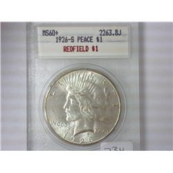 1926-S PEACE DOLLAR BLANCHARD MS60+