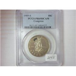 1989-S CONGRESS HALF DOLLAR PCGS PR69DCAM