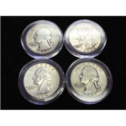 4 ASSORTED WASHINGTON SILVER QUARTERS