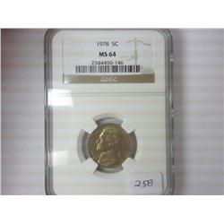 1978 JEFFERSON NICKEL NGC MS64