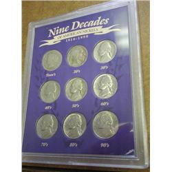 9 DECADES OF AMERICAN NICKELS (AS SHOWN)