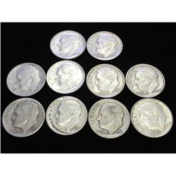 10 ASSORTED SILVER ROOSEVELT DIMES