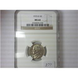 1973-D JEFFERSON NICKEL NGC MS64