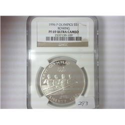 1996-P OLYMPICS (ROWING) SILVER DOLLAR NGC PF69