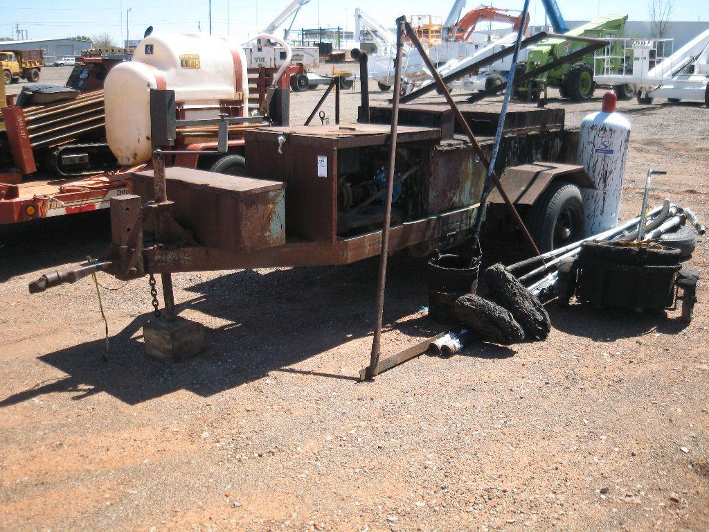 TRAILER MOUNTED ROOFING TAR KETTLE, NEW PUMP, ENGINE & BURNER, PROPAIN