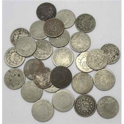 Lot of 27 Shield Nickels