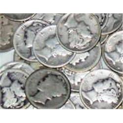 (10) 1920's Mercury Dimes- Circulated