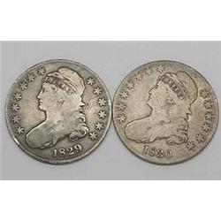 1829 & 1830 Bust Half Dollar Pair - VG