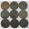 Image 1 : 9 Different Large Cents - 1834-45