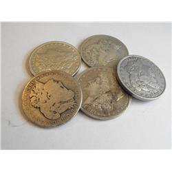 1880's (5) Circulated Morgans- Mixed Dates