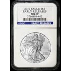 (10) MS 69 NGC Silver Eagles