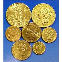 US Gold Type Set- $1-2.5-5-10-20-St. Gaudens