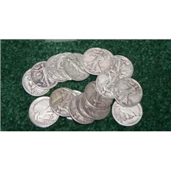 Lot of 20 Walking Liberty Halves 1930-40's