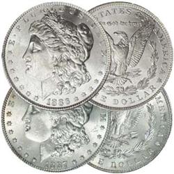 1886-P & 1887-P Morgan Silver Dollars Pair BU