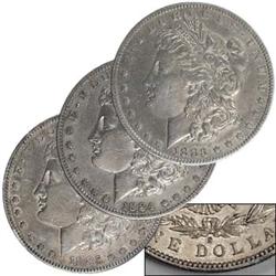 1883-S, 1884-S & 1885-S Morgan  Dollars XF