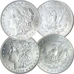 1901-O & 1902-O Morgan Silver Dollar Pair BU