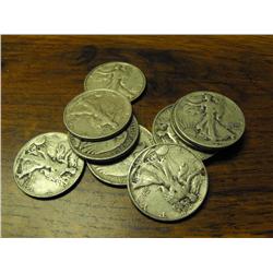 Lot of 10 Walking Liberty Halves-
