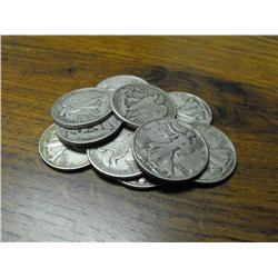 Lot of 10 Walking Liberty Half Dollars