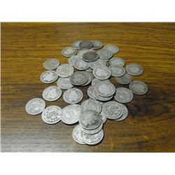 LOT OF 50 BARBER DIMES- CIRCULATED