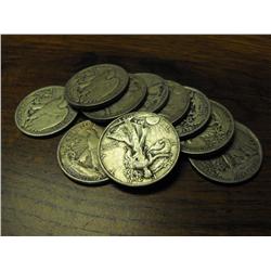 Lot of 10 Walking Liberty Half Dollars