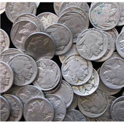 Lot of 100 Buffalo Nickels-rd