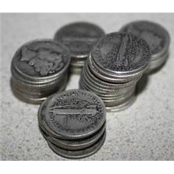 Roll of 50 Mercury Dimes from Large Hoard