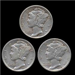 1935P/D/S Mercury Dimes Hi Grade Set of 3 (COI-8457)