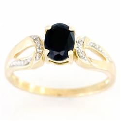 1.1ct Black Sapphire Genuine Diamond 9k Gold Ring (JEW-9335X)