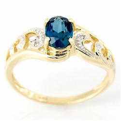 1.11ct London Bl Topaz Diamond 9k Gold Ring (JEW-9352X)