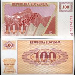 1991 Slovenia 100 T Specimen Crisp Unc Note (CUR-06338)