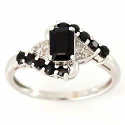 1.80ct Black Sapphire Diamond Ring 9k Wht Gold (JEW-9337X)