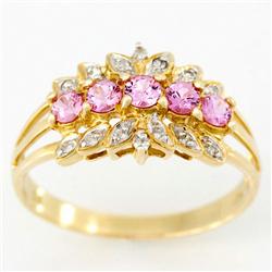 1.14ct Pink Sapphire 14 Diamond 9k Gold Ring (JEW-9354X)