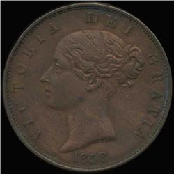 1858/7 British Victoria Halfpenny AU+ (COI-7268)