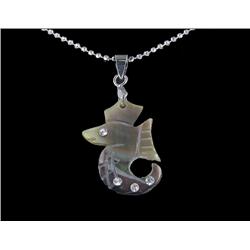 18k WG Plated Mother of Pearl Seahorse Necklace (JEW-1970)